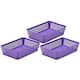 3-Pack Plastic Storage Baskets for Office Drawer, Classroom Desk - Purple