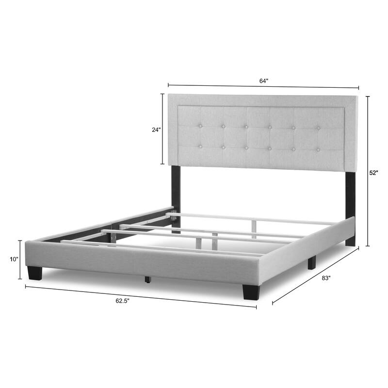 Austin Fabric Queen Bed with Button Tufting and Stitching