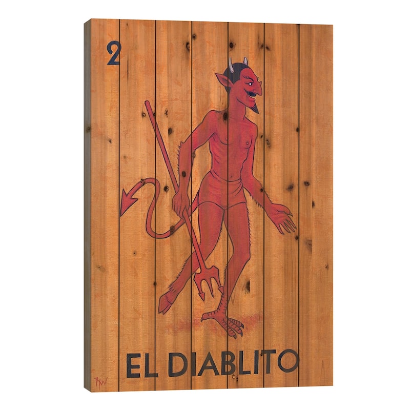 El Diablito Print On Wood by Holly Wood - Multi-Color - 26x18x1.5