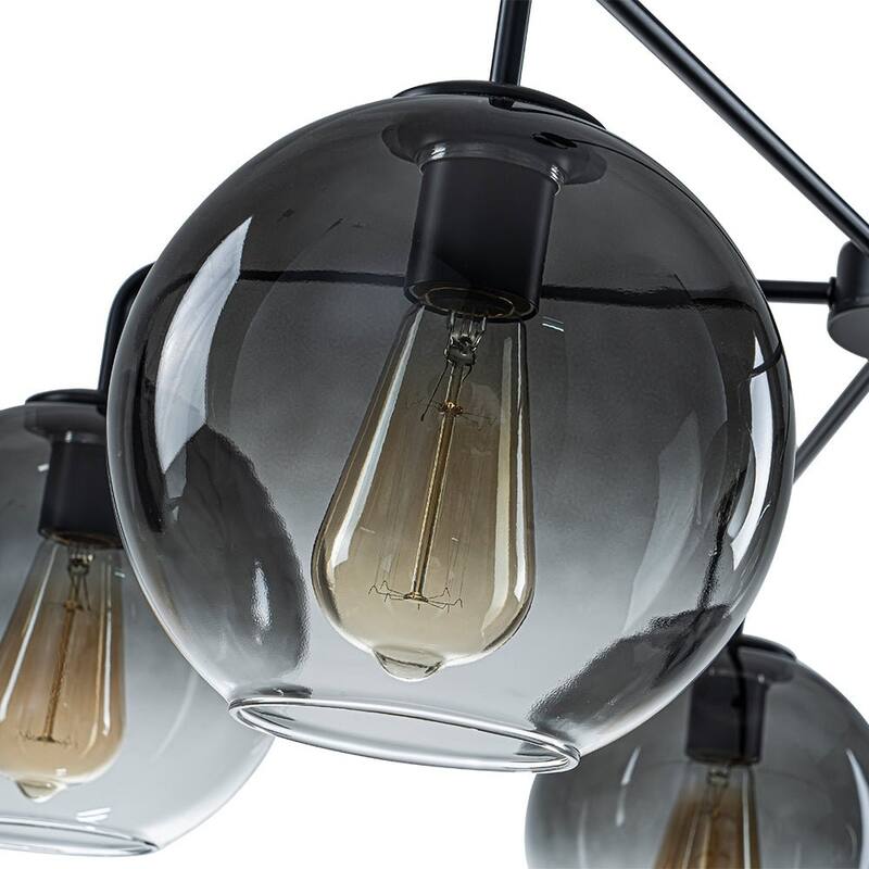 Modern 5-Light Linear Smoky Bubble Glass Chandelier - 33.5in