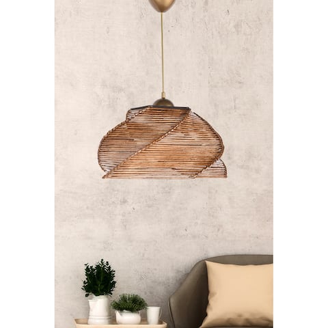 14 Inch Rattan Handmade Pendant Chandelier by Melagio 14" x 7"