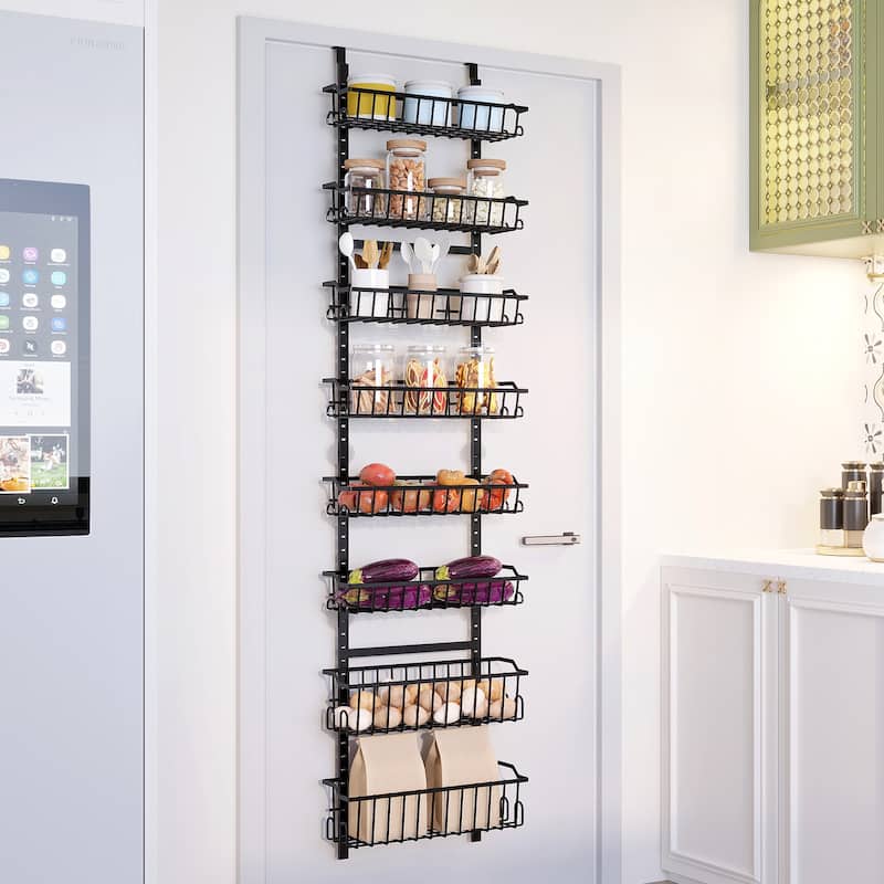 Over The Door Pantry Organizer, 6-Tier 8-Tier Over The Door Organizer with Adjustable Metal Hanging Baskets