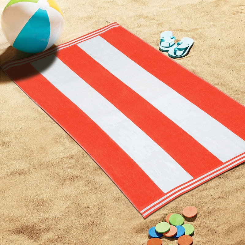 Cabana Stripe Oversized Cotton Beach Towel by Superior