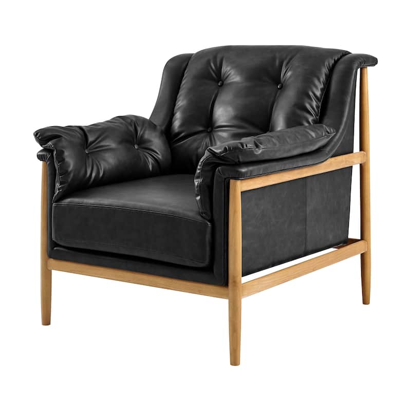 NPD Furniture Larry Faux Leather Tufted Accent Arm Chair - Casa Black