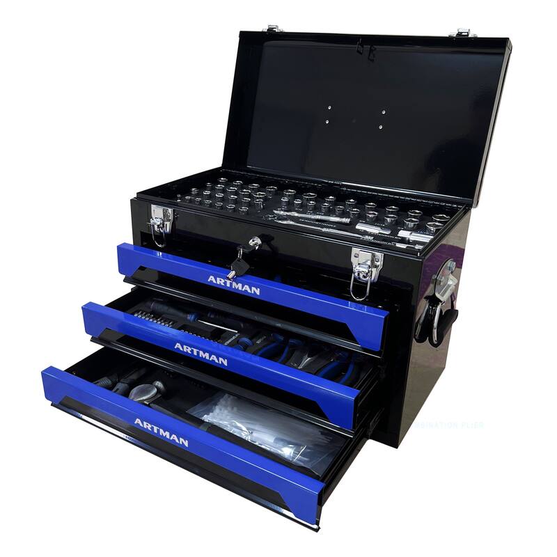 3 Drawers Tool Box with Tool Set - Blue