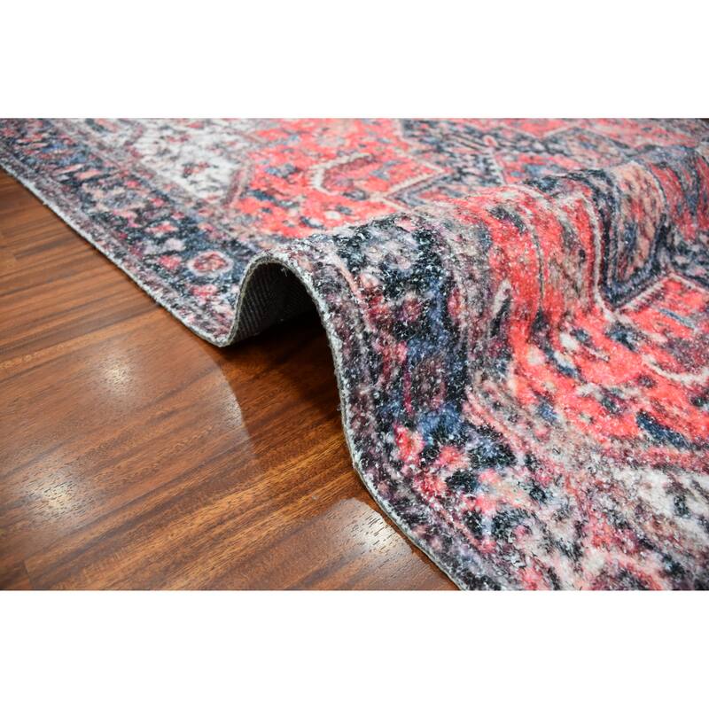 Hand Woven Victoria Micro Printed Polyester Traditional Oriental Area Rug