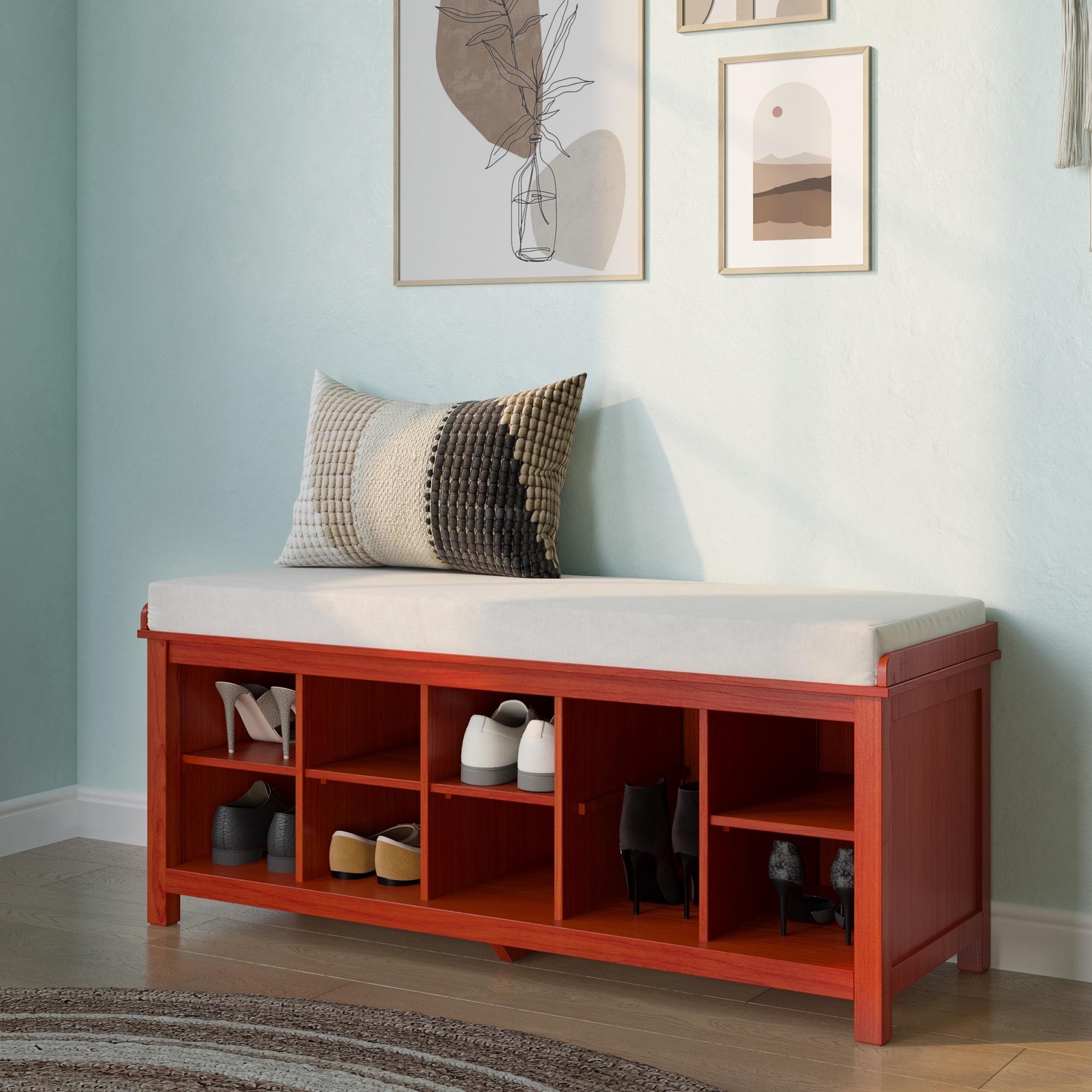 Mahogany cheap storage bench