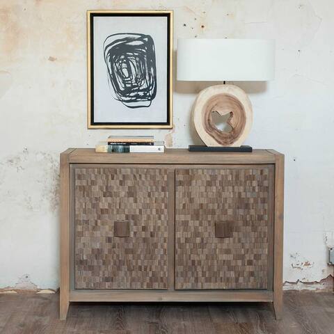 Acacia & Wood-Tiled 2-Door Sideboard