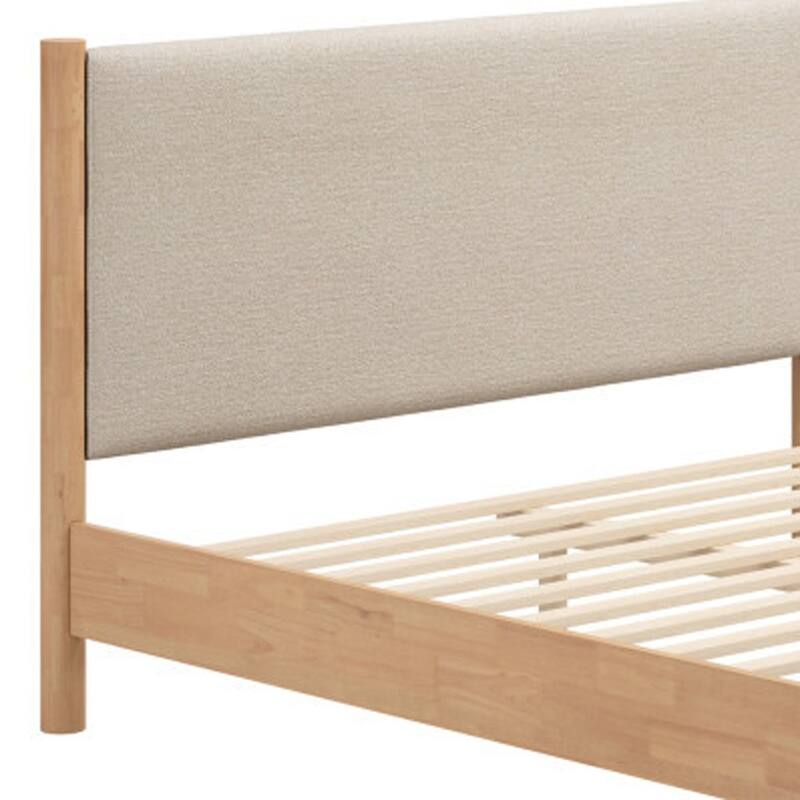 HomeRoots Beige Wood And Upholstery Queen Bed Frame