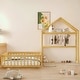 preview thumbnail 2 of 10, Wooden Floor Bed with Detachable Headboard & Dress Up Rack for Kids, Natural