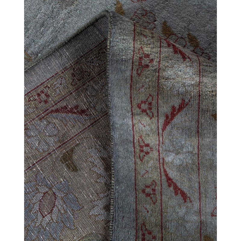Overton Hand Knotted Wool Vintage Inspired Modern Contemporary Overdyed Gray Area Rug - 9' 3" x 12' 4"