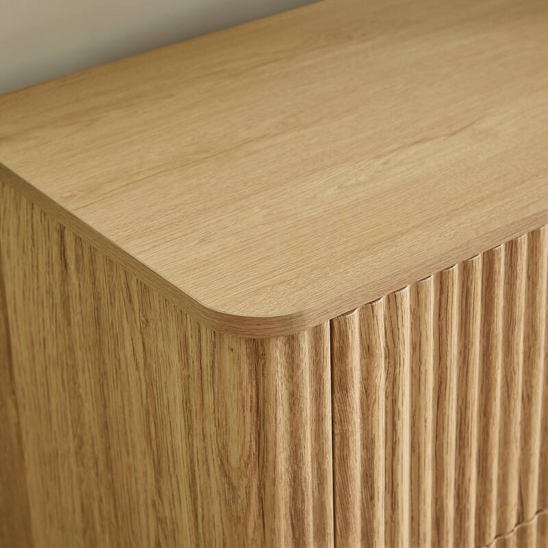 Modern 6 Drawer Dresser with Wave Front Design, Wide Storage Chest and TV Stand, 55" Wooden Organizer Cabinet