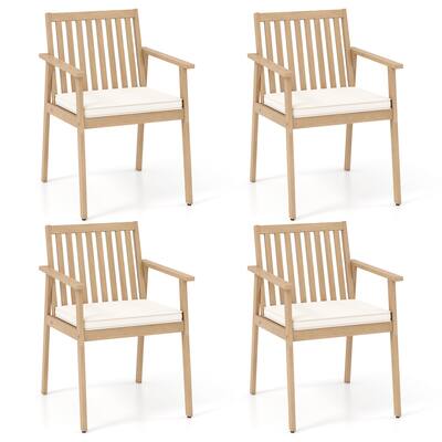 Gymax 4 PCS Patio Dining Chairs w/ Removable Padded Cushion Armrests &
