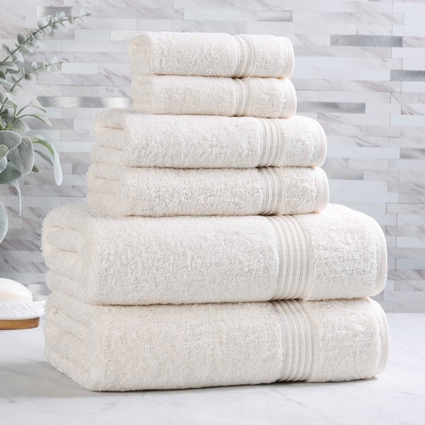 Superior Heritage Egyptian Cotton Absorbent 6-Piece Towel Set - 6-Piece - Ivory