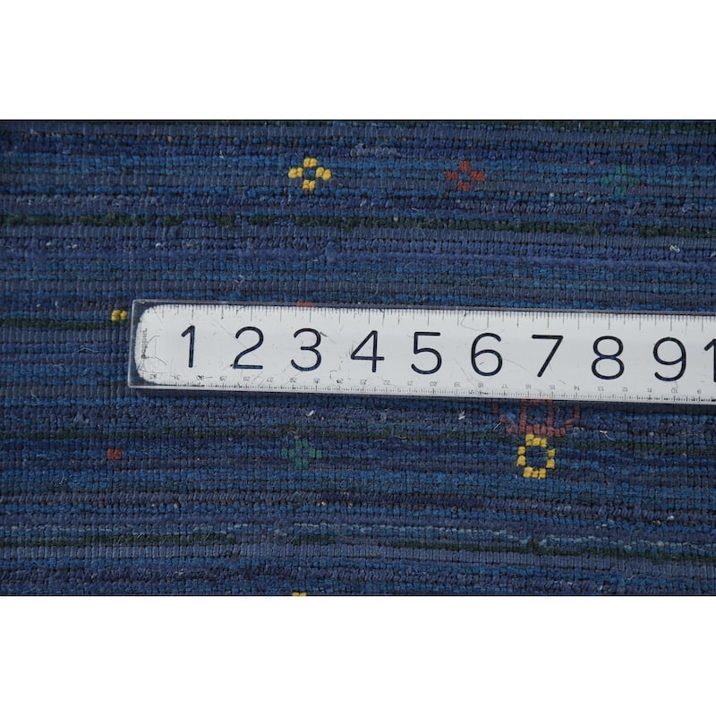 Hand Knotted Oriental 100% Wool Carpet Tribal Tribal Navy Blue & Blues Gabbeh Area Rug - 11' 4'' X 8' 11''