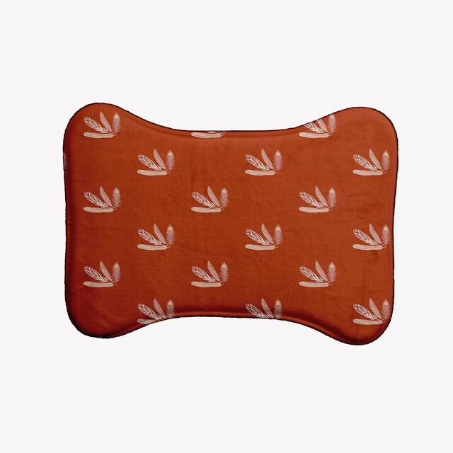 Feather Pattern Pet Feeding Mat for Dogs and Cats - Orange - 19" x 14"-Bone