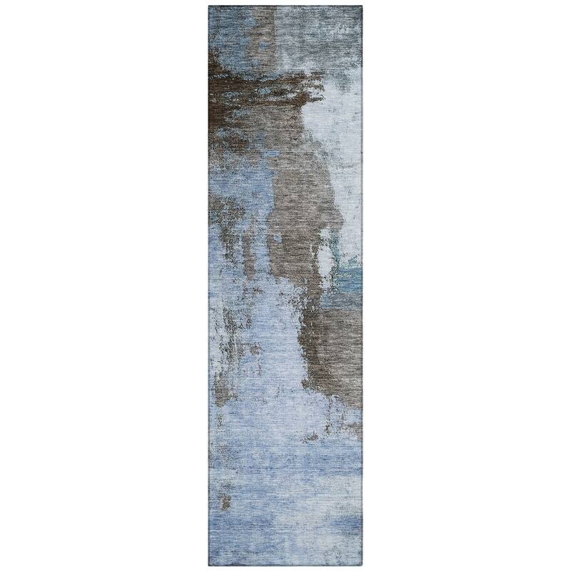 Machine Washable Indoor/ Outdoor Contemporary Abstract Chantille Rug