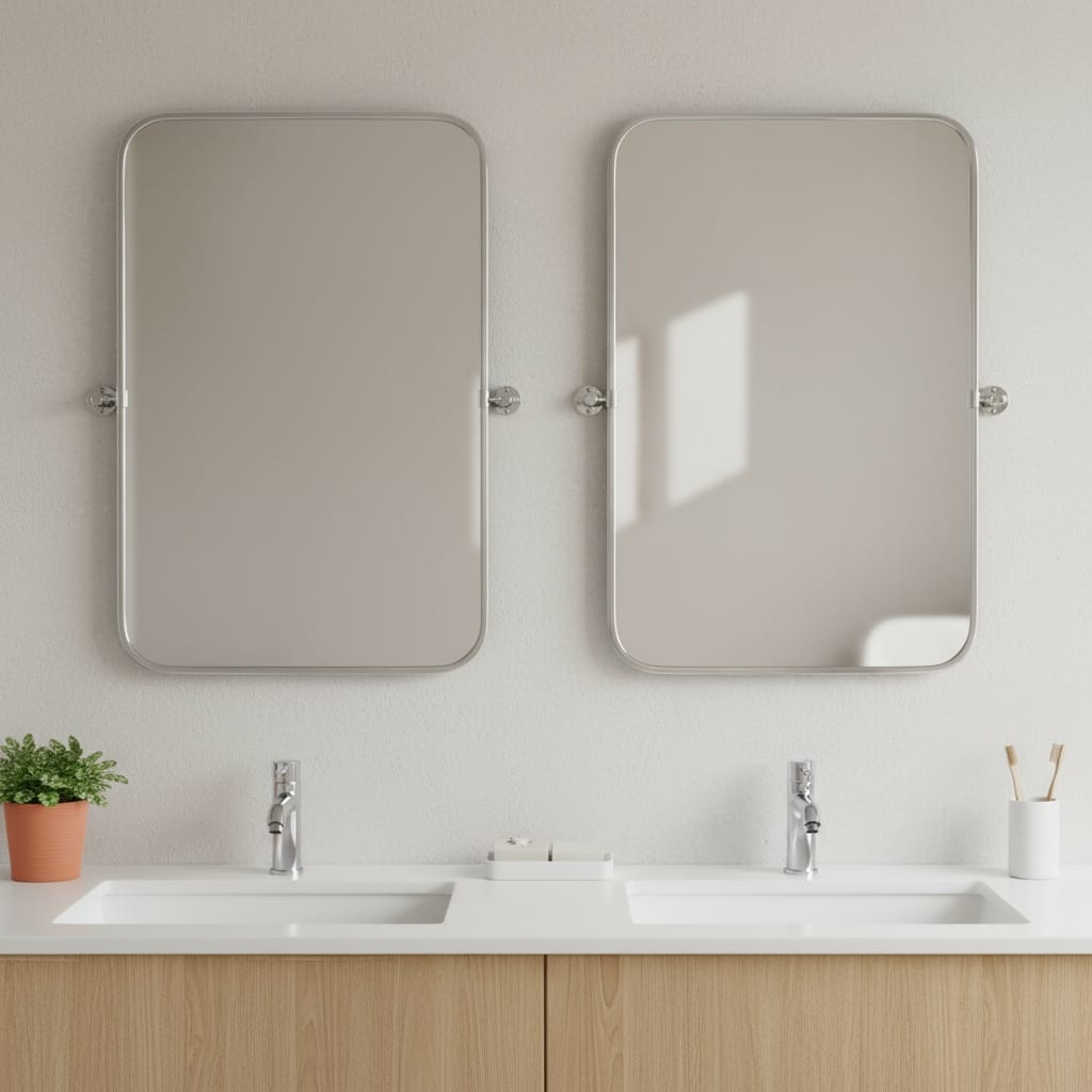 HomeRoots Set of Two 32" Silver Metal Framed Accent Mirrors - 23.00 in. x 32.00 in. x 1.57 in.