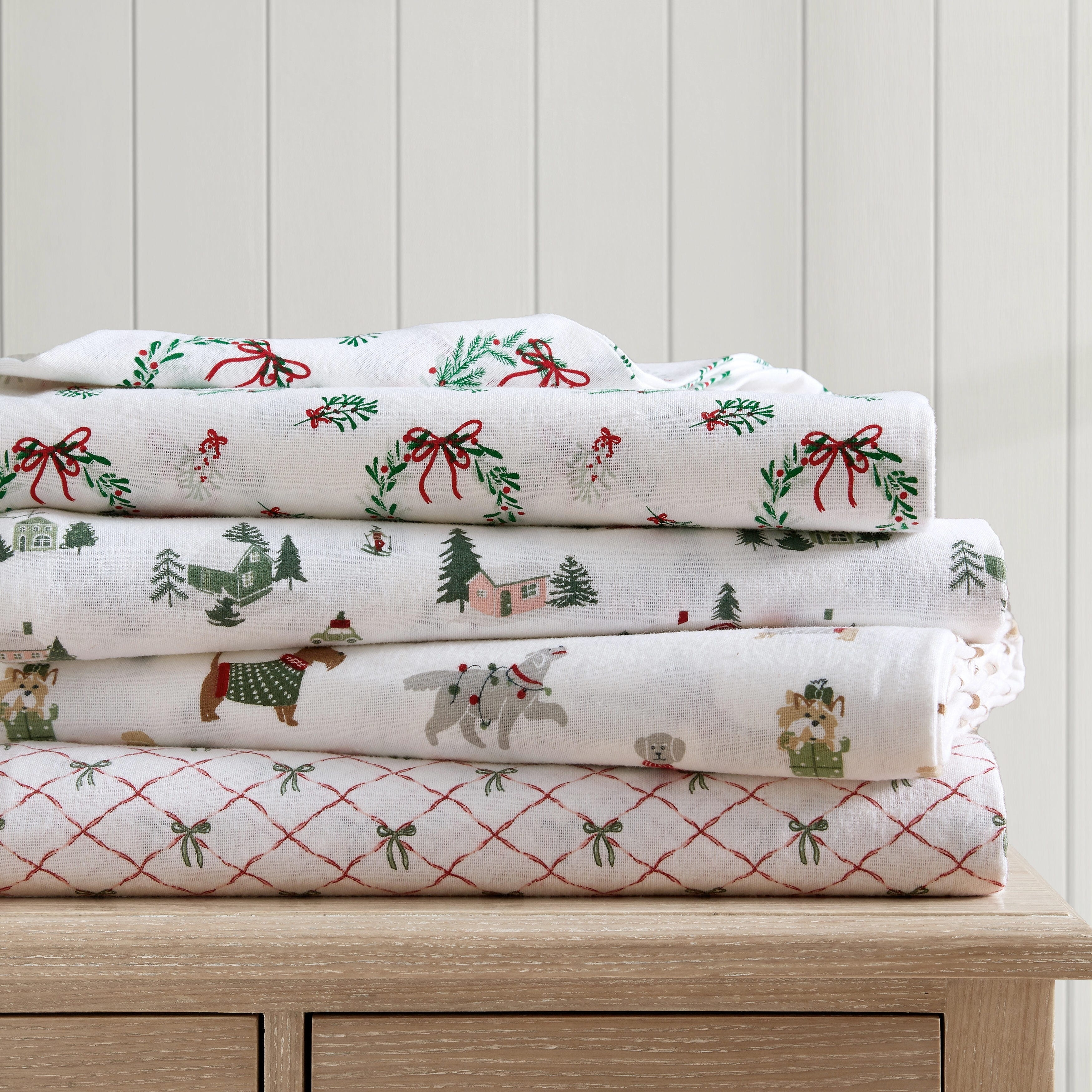 Martha Stewart Printed Cotton Flannel Sheet Set