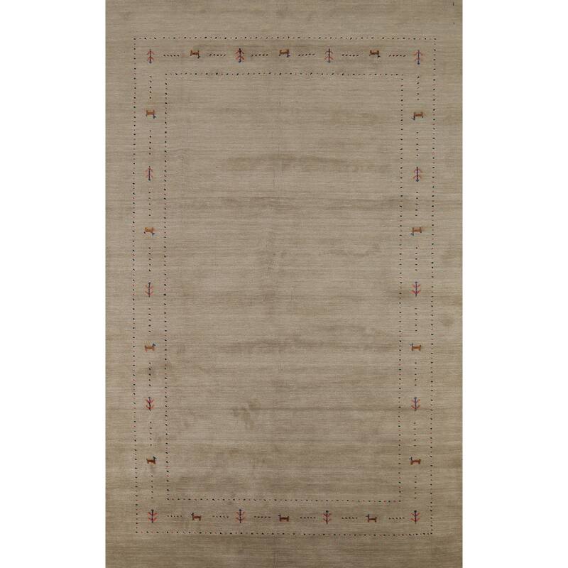 Little Animals Tribal Gabbeh Area Rug Hand-Knotted Wool Carpet - 6'6"x 9'10"