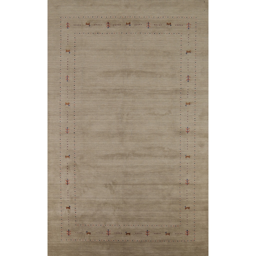 Little Animals Tribal Gabbeh Area Rug Hand-Knotted Wool Carpet - 6'6"x 9'10"