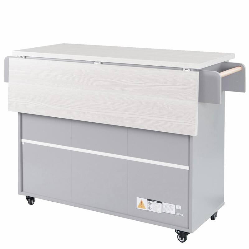 Kitchen Island with Trash Can Storage and Adjustable Shelf