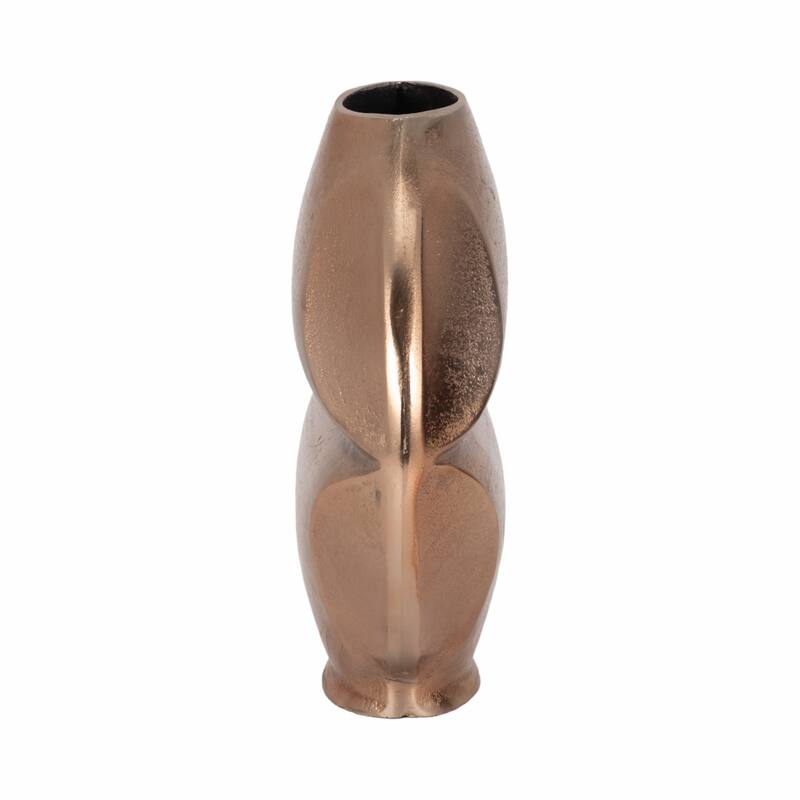 Metal Byram Slit Design Decorative Vase - Champagne, 14 in.