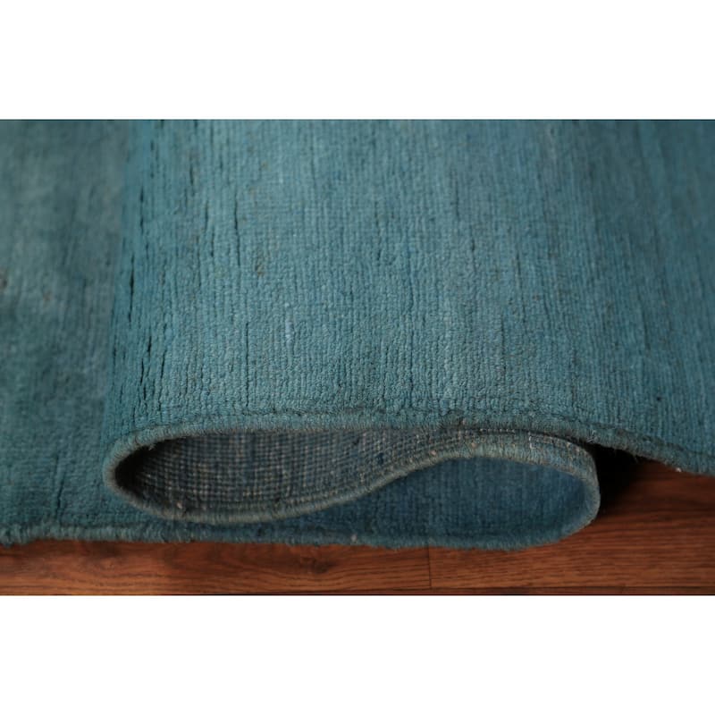 Modern Teal Gabbeh Oriental Area Rug Handmade Wool Carpet - 3'11" x 5'8"