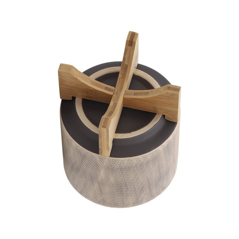 Sagebrook Home Modern Neutral Tan Ceramic Planter with Mesh Design on Stand