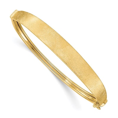 Curata 14k Yellow Gold Hollow Textured Hinged Cuff Stackable Bangle Bracelet