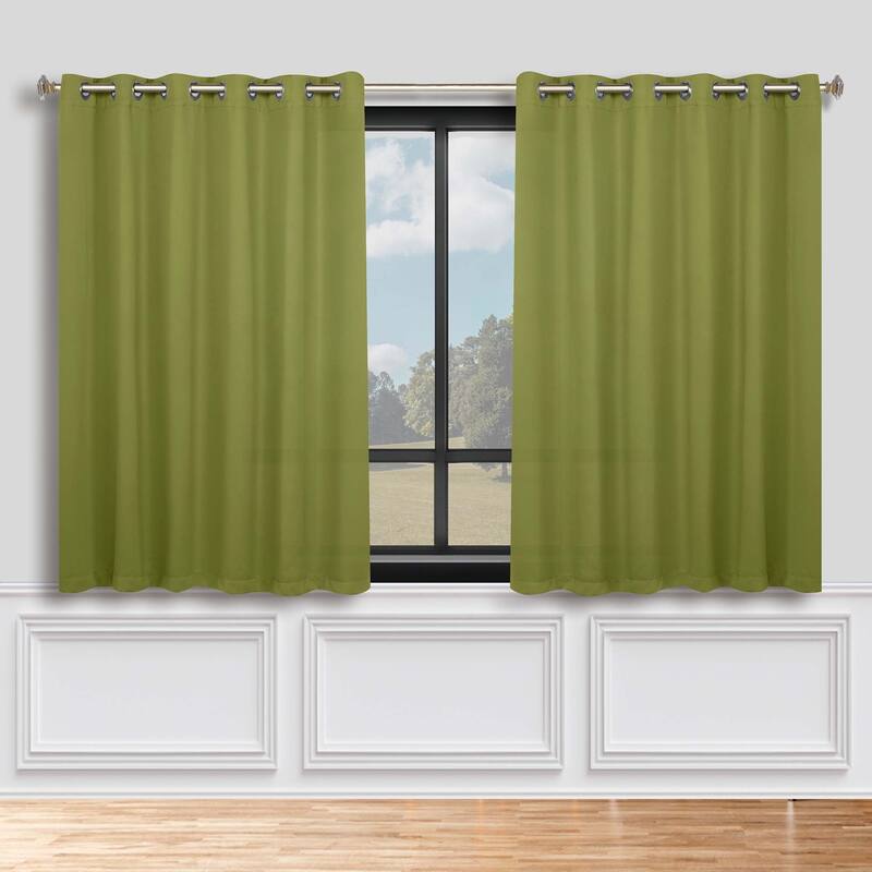 Superior Solid Machine Washable Room Darkening Grommet Blackout Curtains, Set of 2