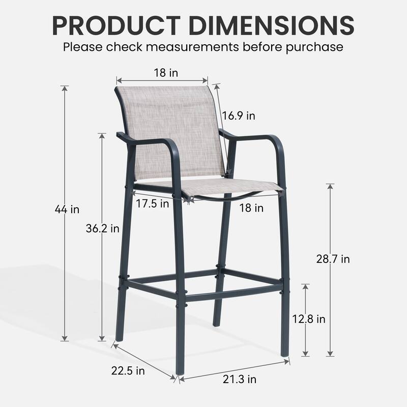 Lightweight Bar Height Barstools Outdoor Bar Stools Patio Bar Chairs - 21.3" W x 22.5" D x 44" H