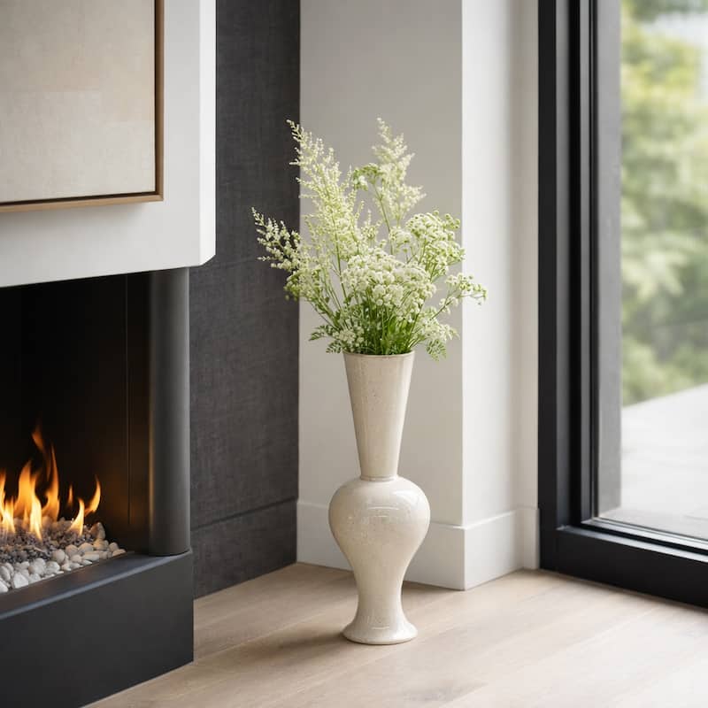 Artistic Sculptural Pedestal Tall Vase for Home Decor - Ivory - 24.0"