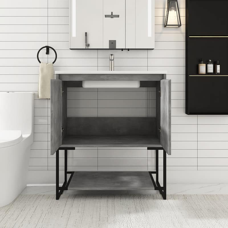30-inch Freestanding Bath Vanity with Cultured Mable Top