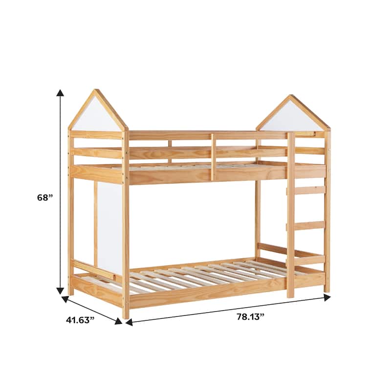 Walker Edison Wood Twin over Twin Bunk Bed