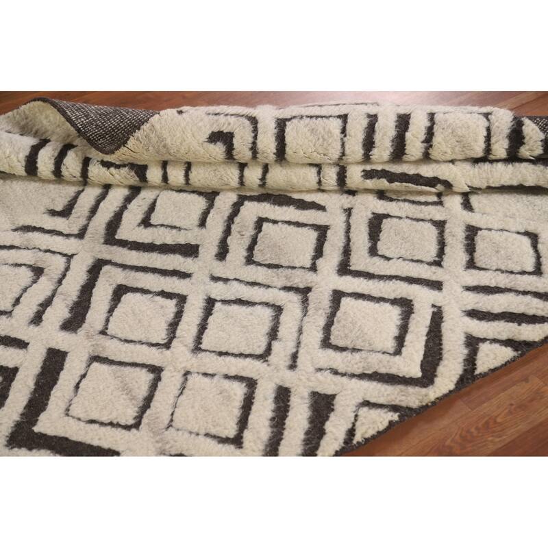 Trellis Moroccan Indian Area Rug Hand-Knotted Wool Carpet - 5'2"x 7'11"