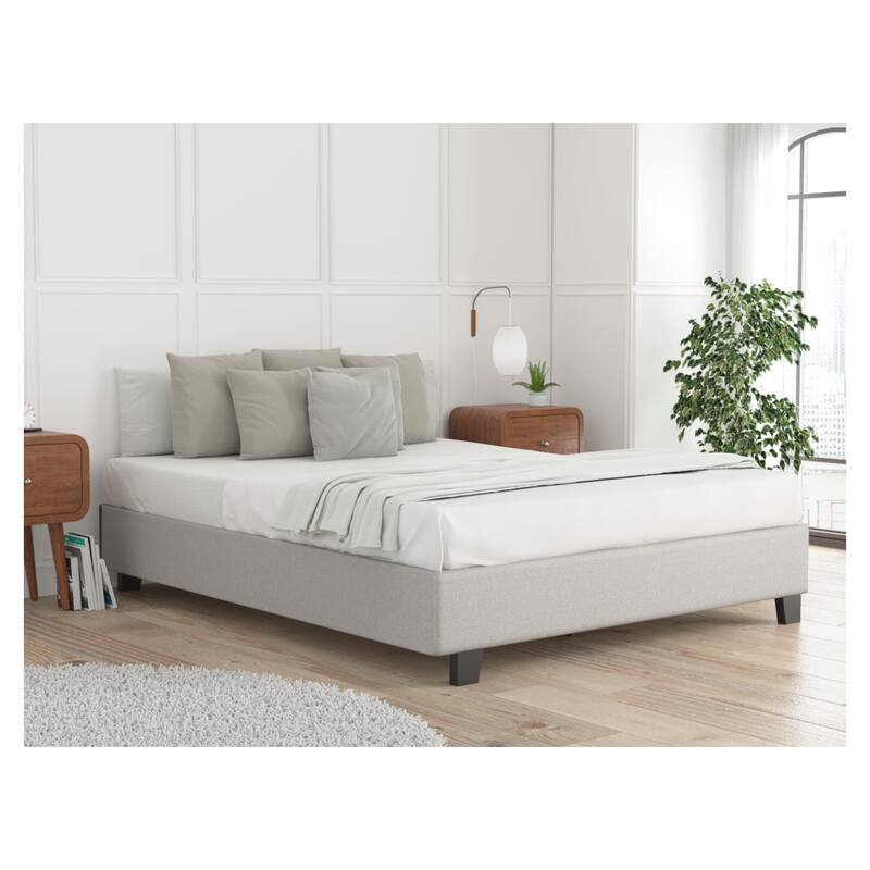 California King Bed Frame, 14 Inch Platform Bed, Modern Minimalist Design, Stone Finish
