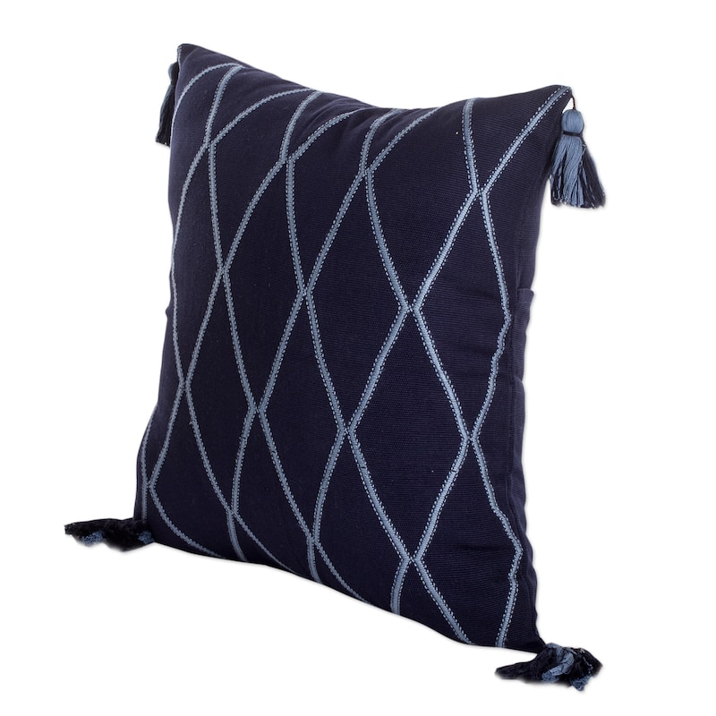 Novica Handmade Midnight Of Diamonds Cotton Cushion Cover