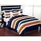 preview thumbnail 5 of 4, Sweet Jojo Designs Blue Orange Stripe Boy Girl Unisex/Gender Neutral 18in. Decorative Accent Throw Pillow Covers Set of 2 Modern