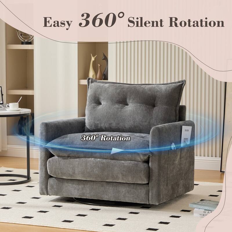 36.22" Chenille Upholstered Single Swivel Chair