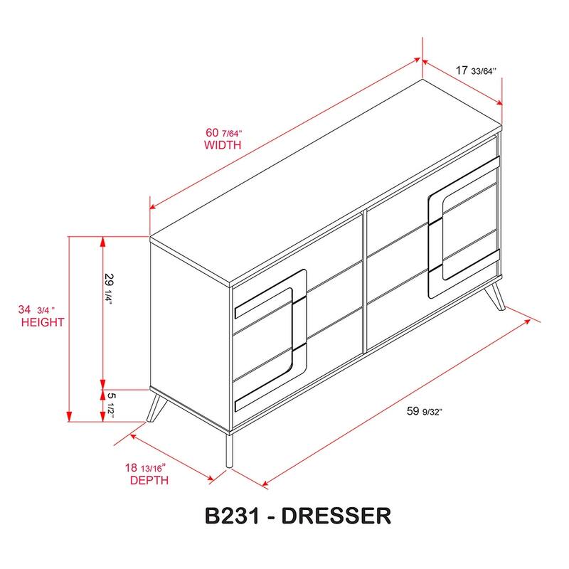 Claire White and Gold Wood 6 Drawer Dresser with Mirror Set