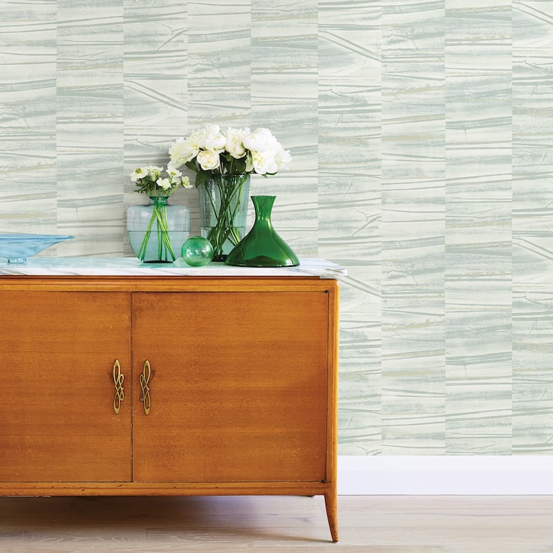 A-Street Prints Lithos Sage Geometric Marble Wallpaper