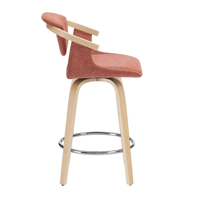Art Leon Poplar Wood and Upholstered Swivel Barstool