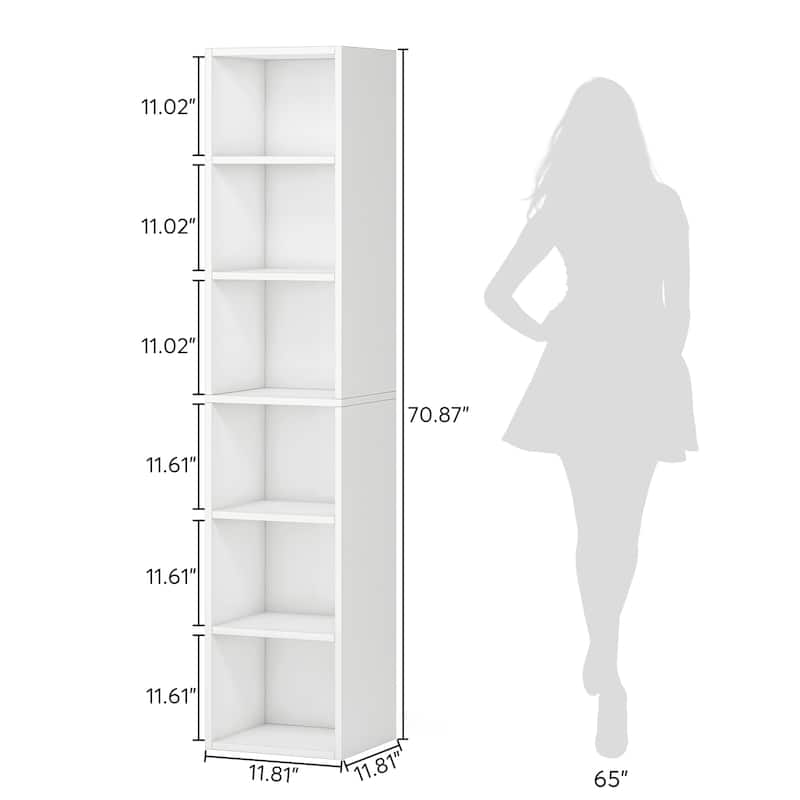 6-tier Modern Narrow Tall Bookcase Bookshelf