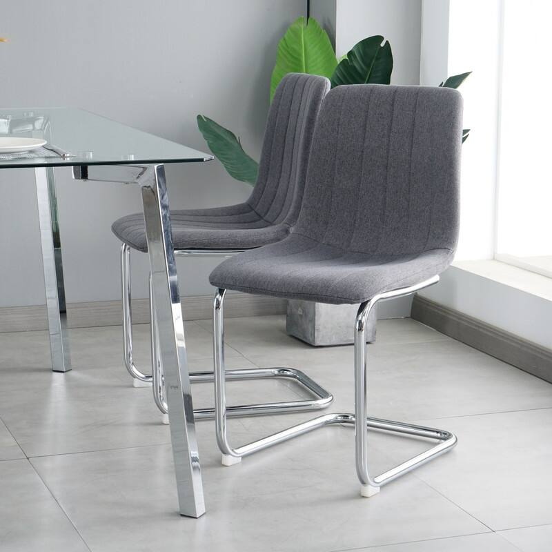 Modern/Simple Dining Chairs with Sliver Metal Base Set of 4