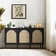 preview thumbnail 1 of 35, Ulysses Farmhouse 56"W Storage 3-Door Rattan Sideboard with Adjustable Shelves by HULALA HOME