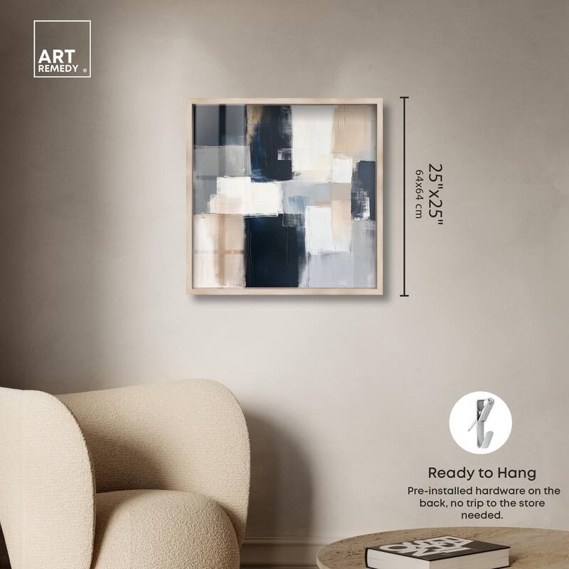 Blue and Tan Abstraction I Shadowbox by Art Remedy