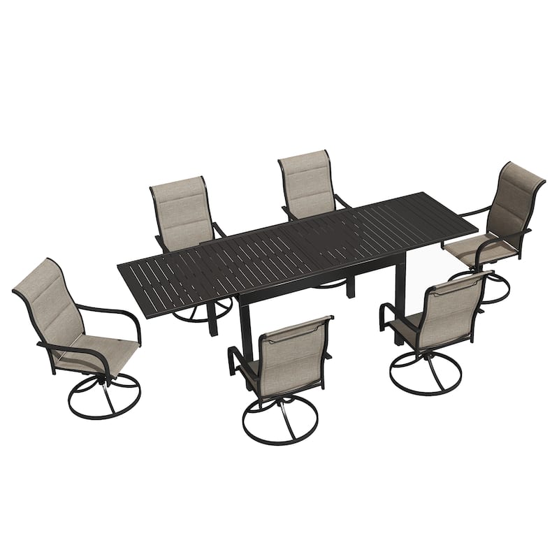 7 Pieces Outdoor Dining Set with 1 Extendable Dining Table