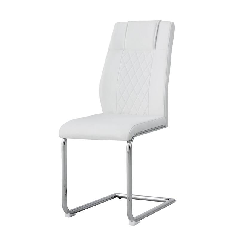 Leather Dining Chair Set of 6 Office Chair with C-Shaped Metal Legs
