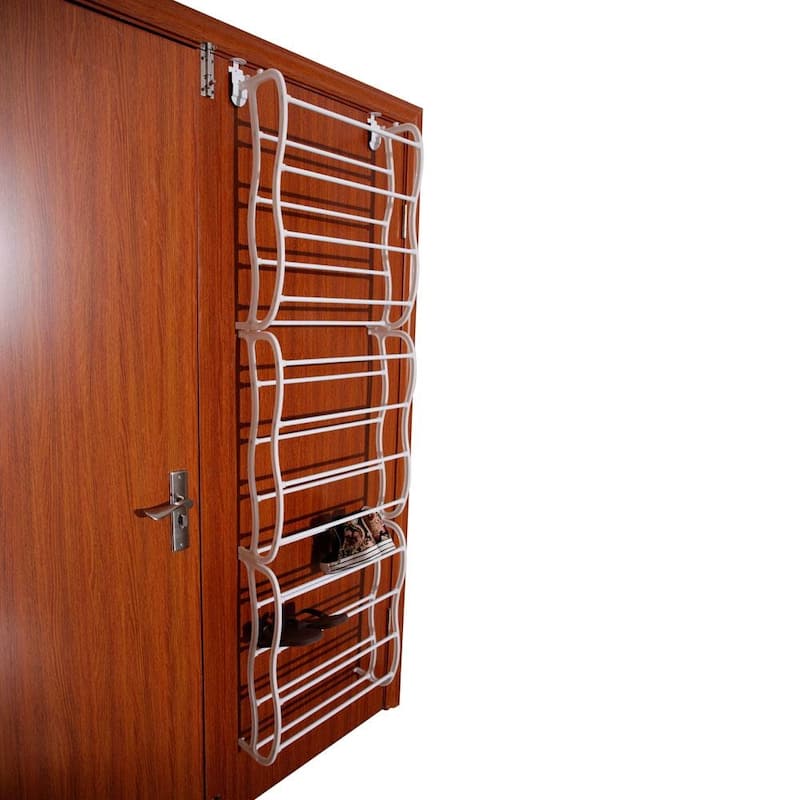 12 Layers Over-The-Door Wall-mounted Shoe Storage Rack Organizer White